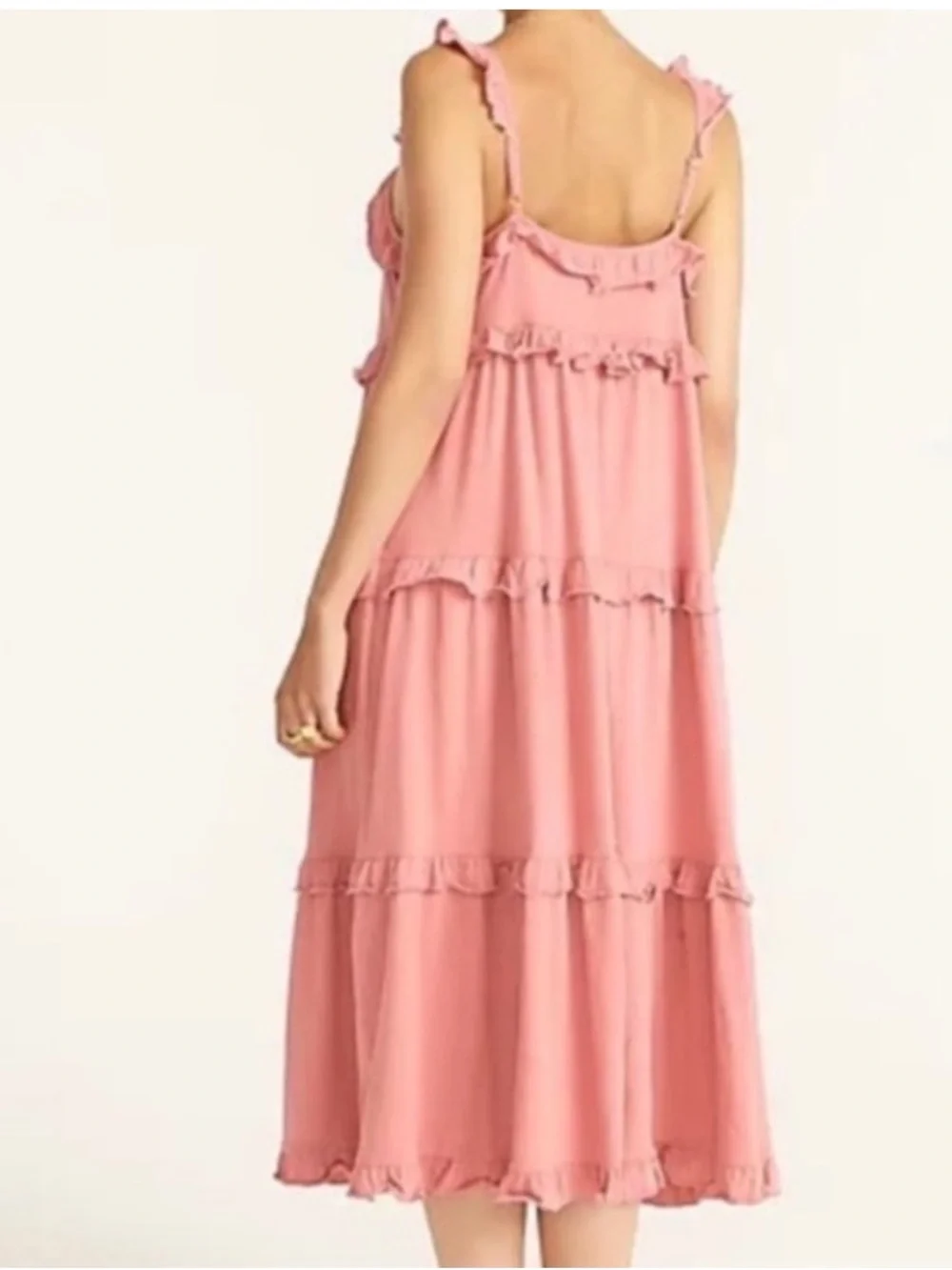 J. Crew Tiered Knit Blokette Midi Keyhole Dress Dusty Rose Cottagecore